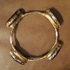 Artisan Gold and Black Art Glass Women's Bracelet